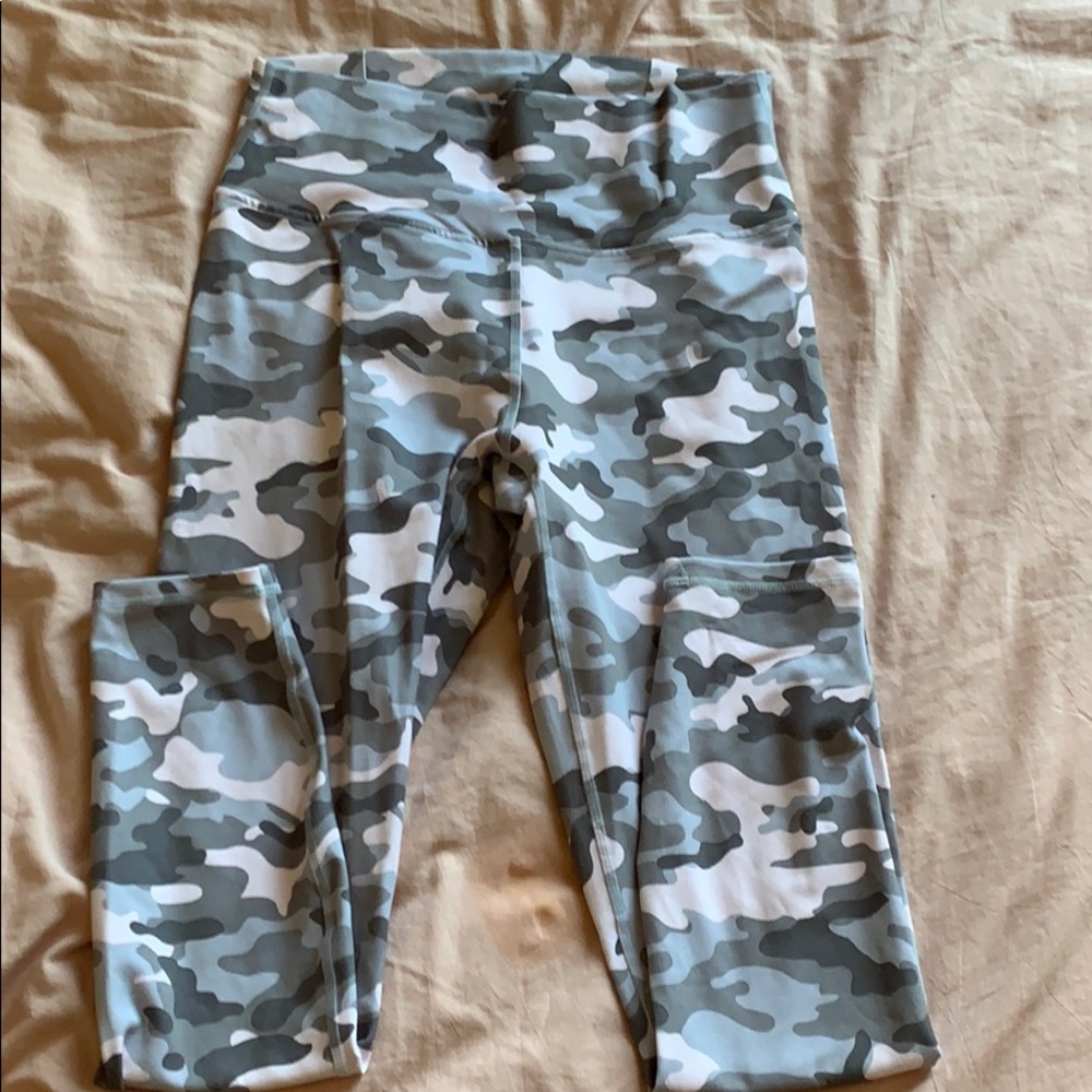 Fabletics powerhold pink and grey camp leggings